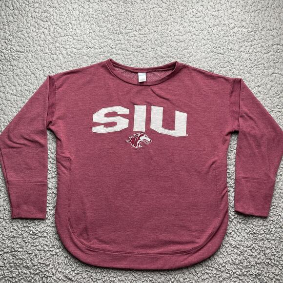 Liv Casual SIU Southern Illinois University Sweater Womens Large Red Patch Logo - Picture 1 of 8
